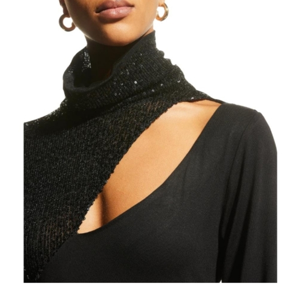 IN THE MOOD FOR LOVE Dunaway Black Sequined Open-Back Turtleneck Formal … - Picture 7 of 11